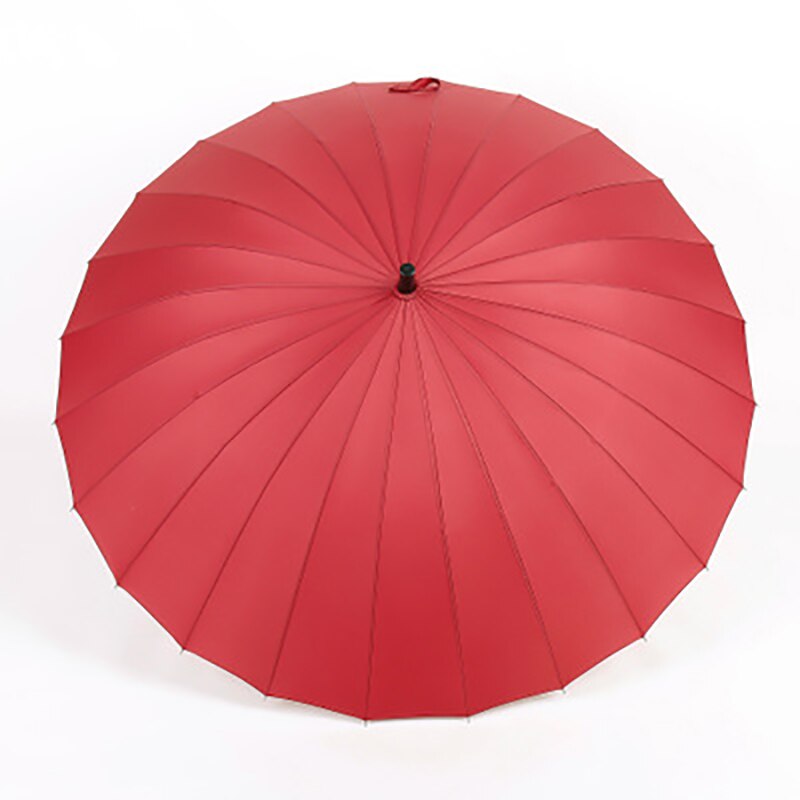 High-end Straight Golf Umbrella Super Large Windproof 24K Solid Color Long Handle Umbrella: Red