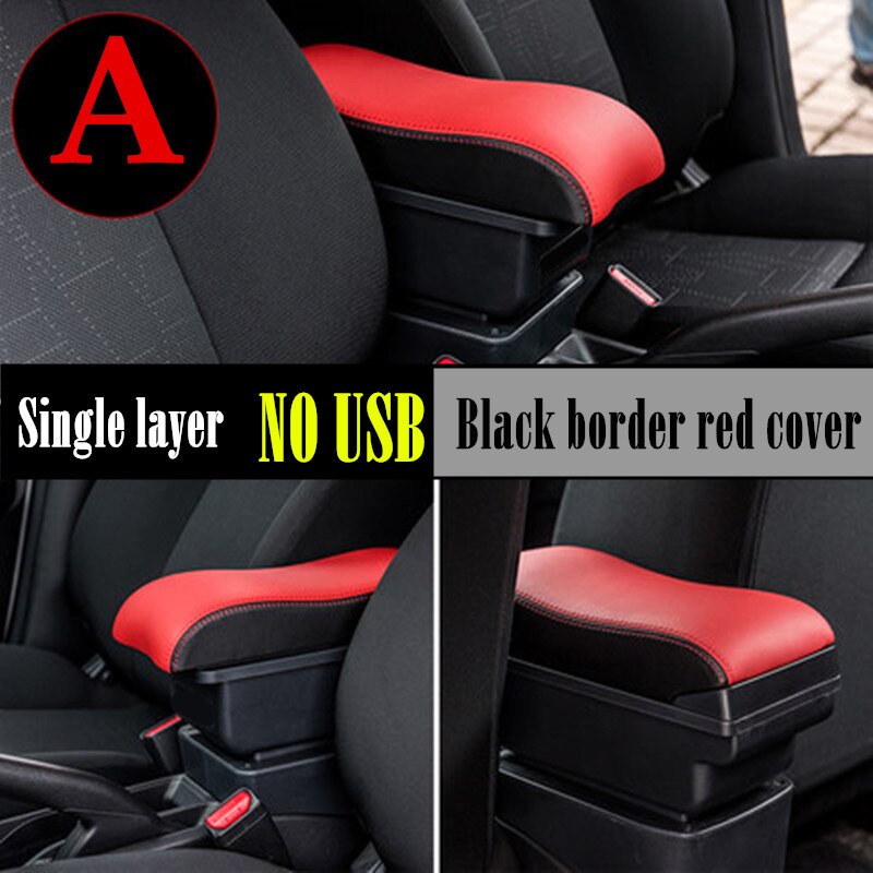 For Daihatsu Terios 2 armrest box For Daihatsu Terios 2 Car Central Storage Container PU Leathe with USB LED light: A5 Red black No USB