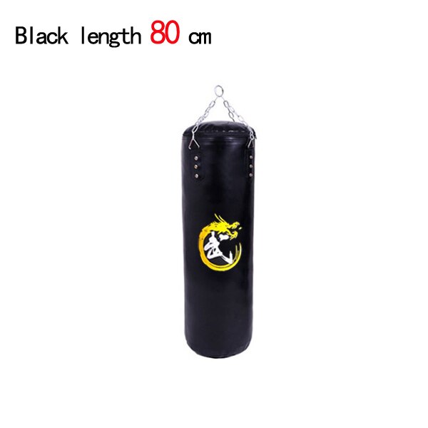 Pu læder hule boksesandpose, thai boksesandpose, fitness boksesandpose  w4-249: Sort lenth 80 cm
