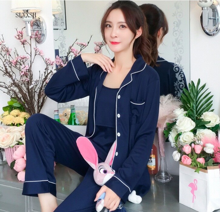 Katoenen Moeders 3 stks Moederschap nachtkleding Verpleging nachtjapon Moederschap Borstvoeding kleding voor Zwangere Vrouwen zwangerschap Pyjama