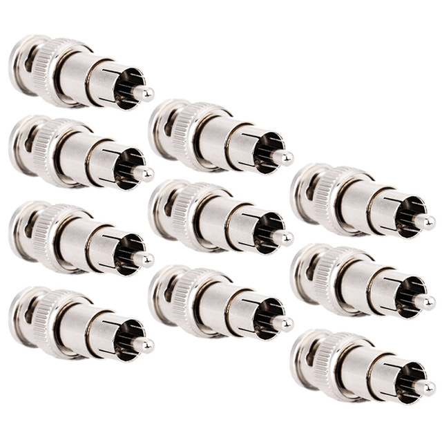 10 Stks BNC mannelijk naar RCA male connector Adapter Jack BNC-RCA Mannelijke aan Mannelijke plug voor Beveiliging Video Bewakingscamera's