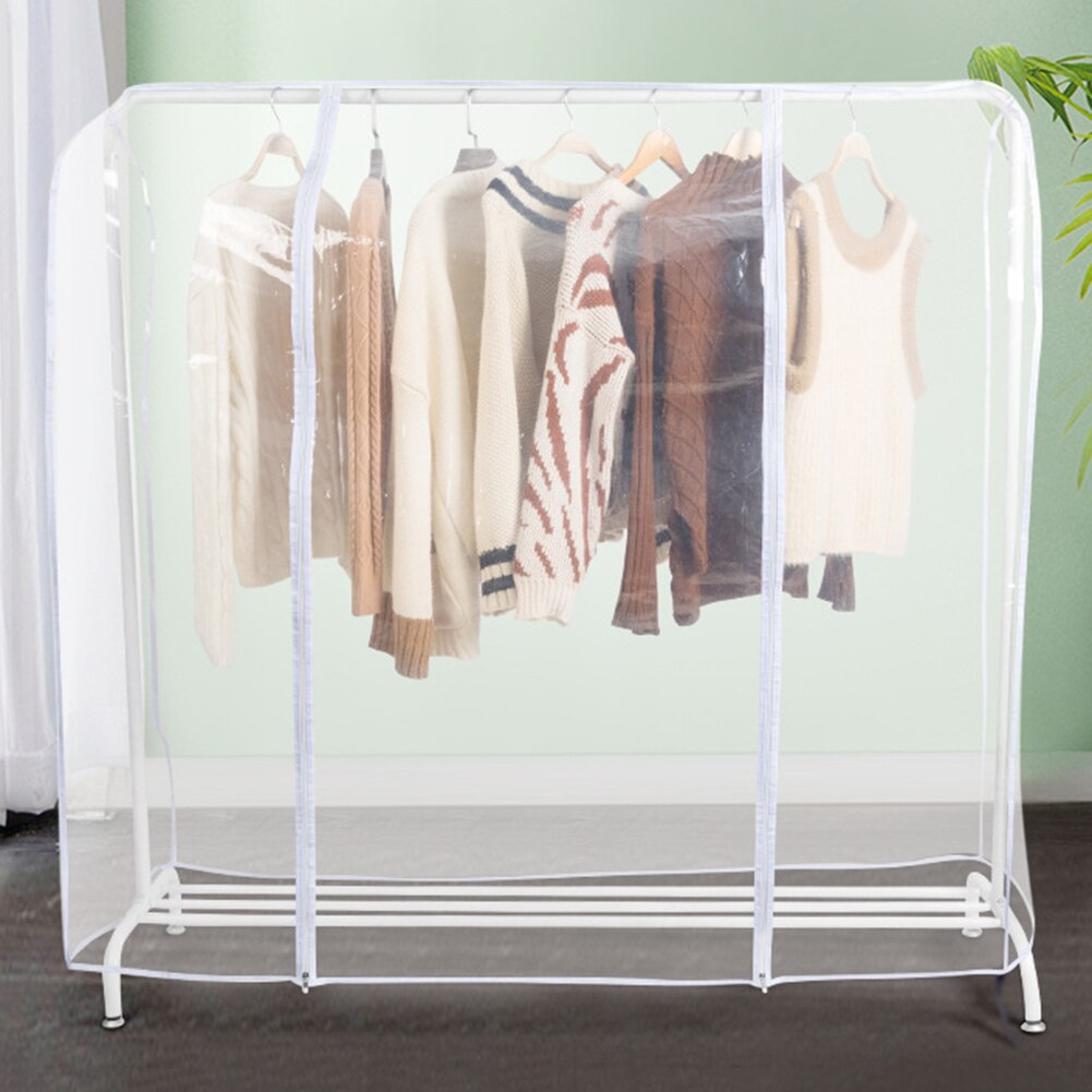 Clear Dustproof Waterproof Zip Clothes Rail Cover Clothing Rack Cover Garment Suit Transparent Storage Display Protector Bag