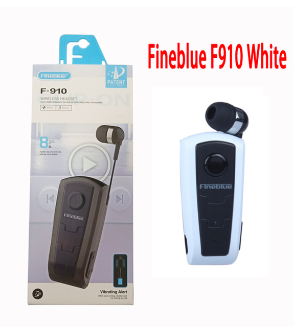 100% Original Fineblue F910 Wireless Bluetooth V4.0 Headset In-Ear Vibrating Alert Wear Clip Hands Free Earphone For Smartphones: White with box
