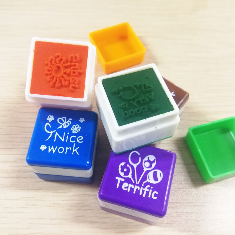 6Pcs/Set Cute Cartoon Children Praise Encouragement Seal Self-inking School Teacher Use Kids Favors Award Encourage Stamp