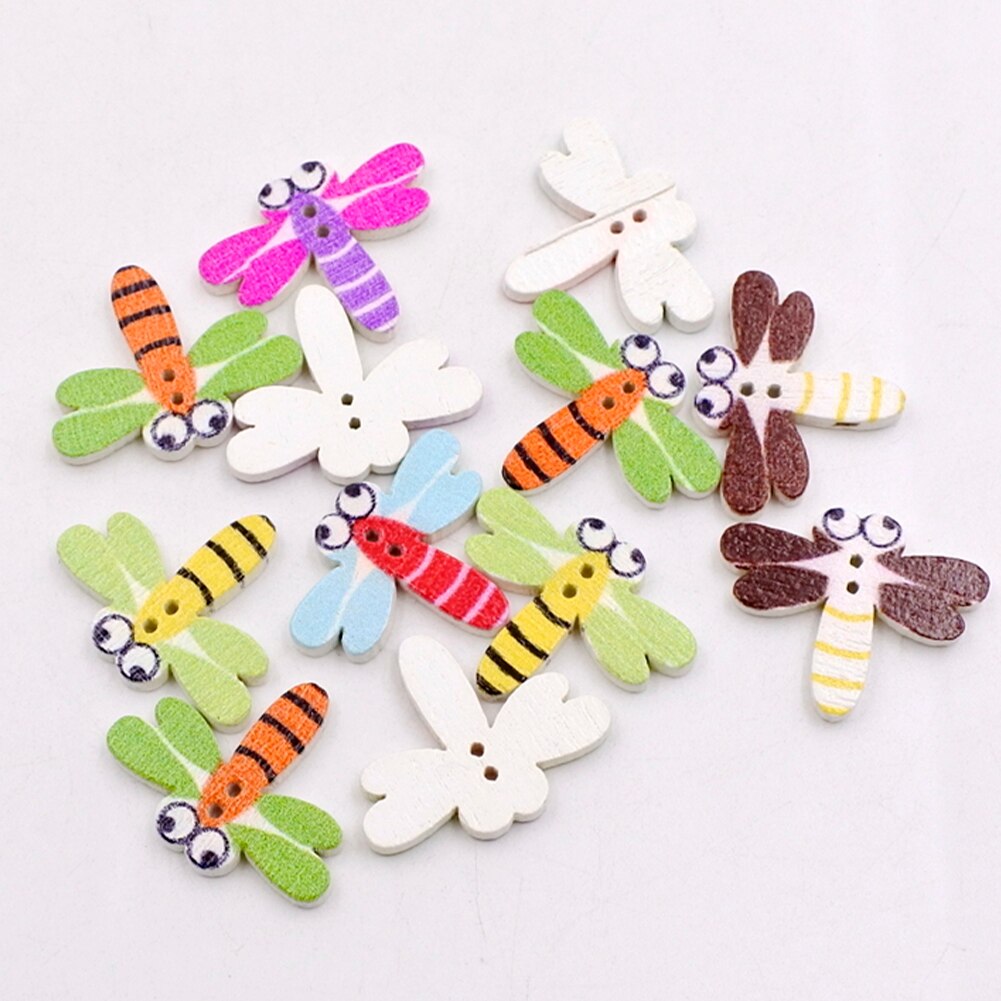 50 Stuks Dragonfly Vorm Houten Knop S 2 Gaten Scrapbooking Naaien Accessoires