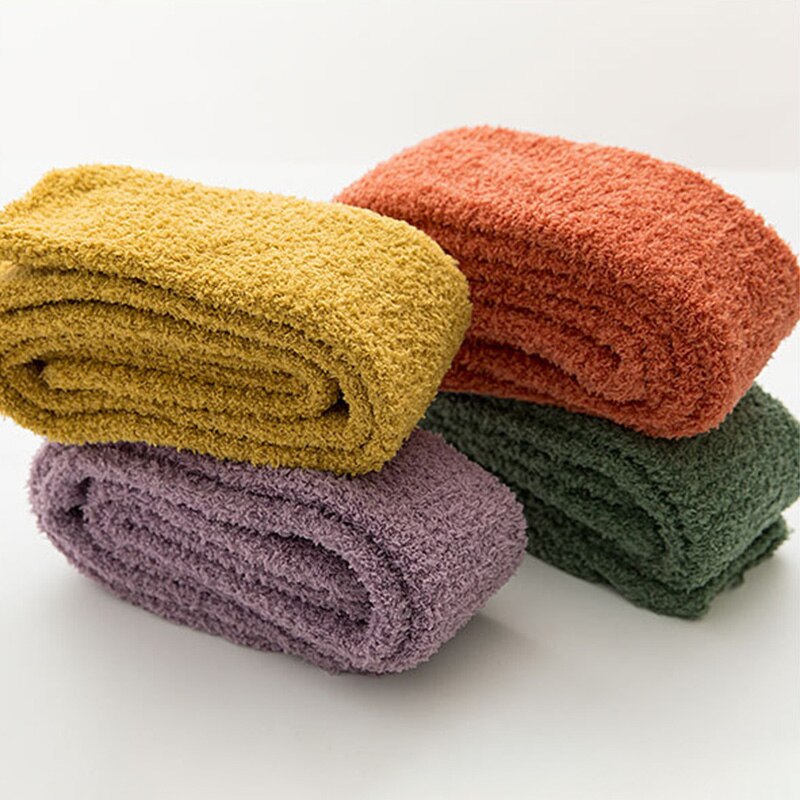 Varme koral fleece strømper kvinder vinter tykkere fløjl lange sokker strømpebukser lår sne termisk onve knæ sokker hjemme calcetines