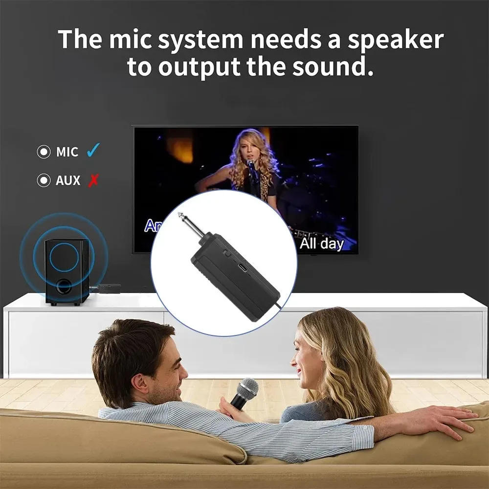 Mikrofon bezprzewodowy 2.4G UHF akumulatorowy mikrofon ręczny Karaoke zestawy wielomikrofonowe na imprezę na żywo spotkanie kościelne