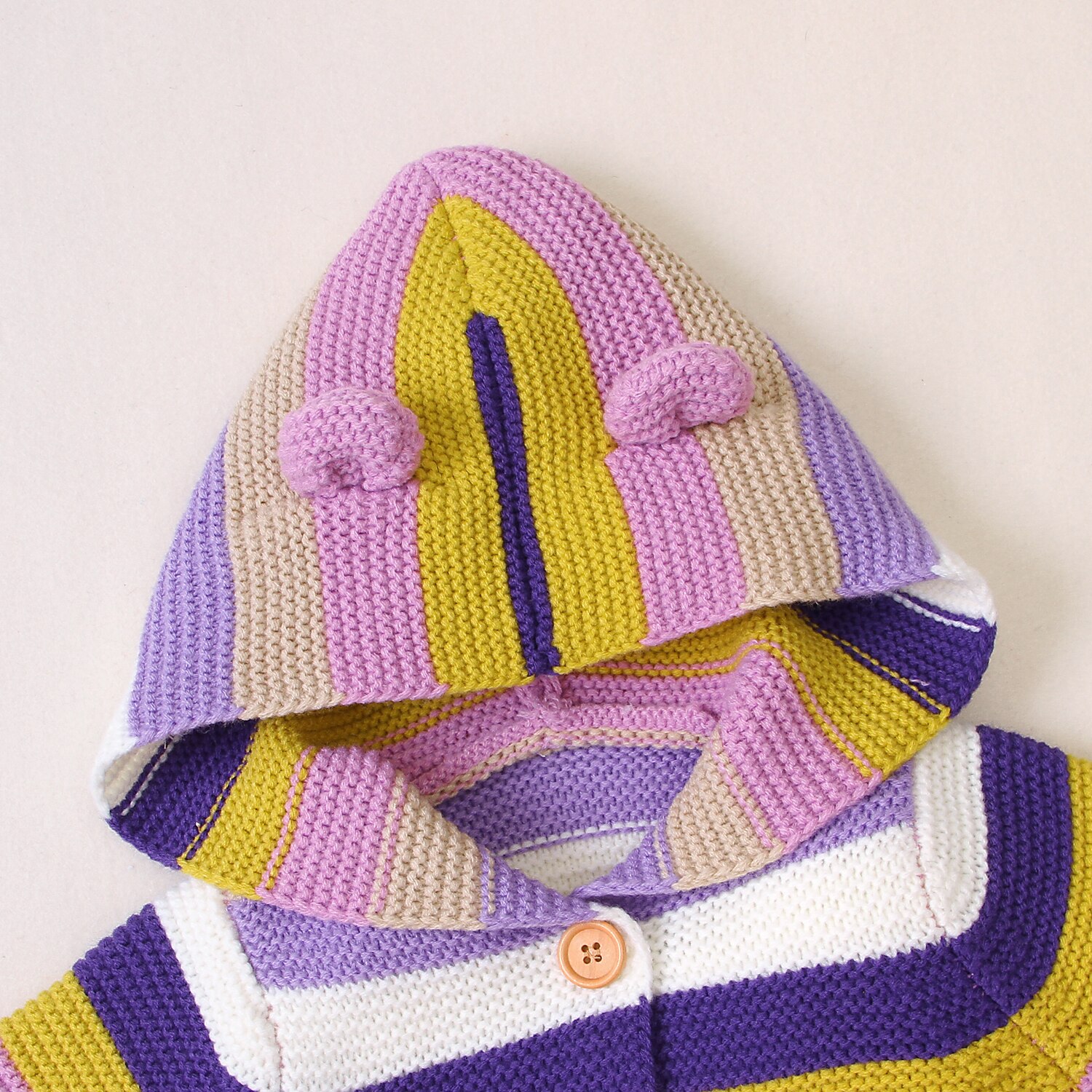 FOCUSNORM 0-24M Causal Baby Girls Boys Sweater Coats Colorful Striped Print Hooded Knit Warm Coats