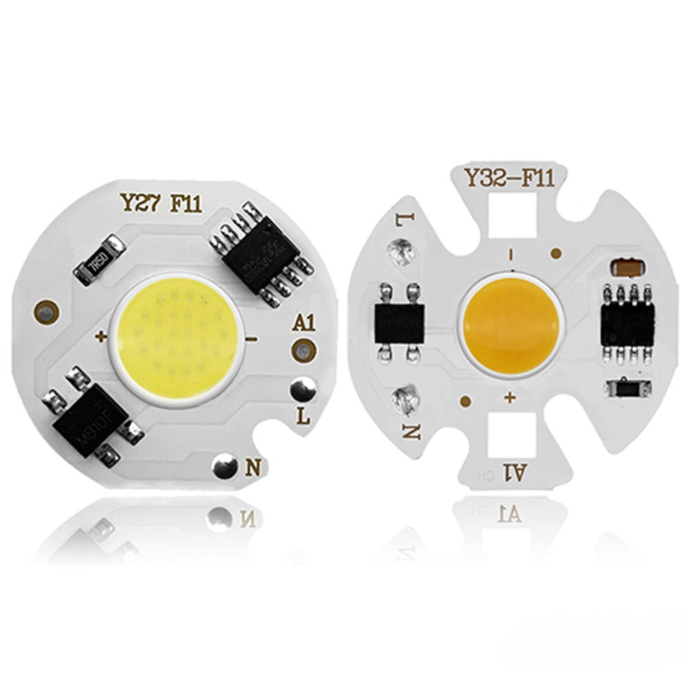 5 stk cob led lampe chips  ac 220v 3-9w led pære lampe smart ic driver pærer lys diy spotlight downlight chips utendørs flomlys