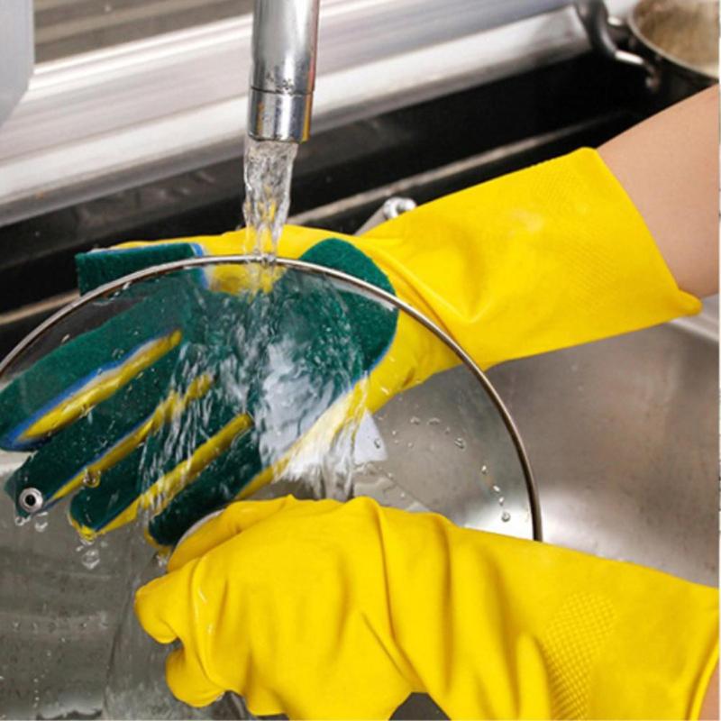 Guantes de goma para limpieza del hogar, manoplas anticongelantes para lavar platos de jardín, cocina, dedos de esponja, para invierno
