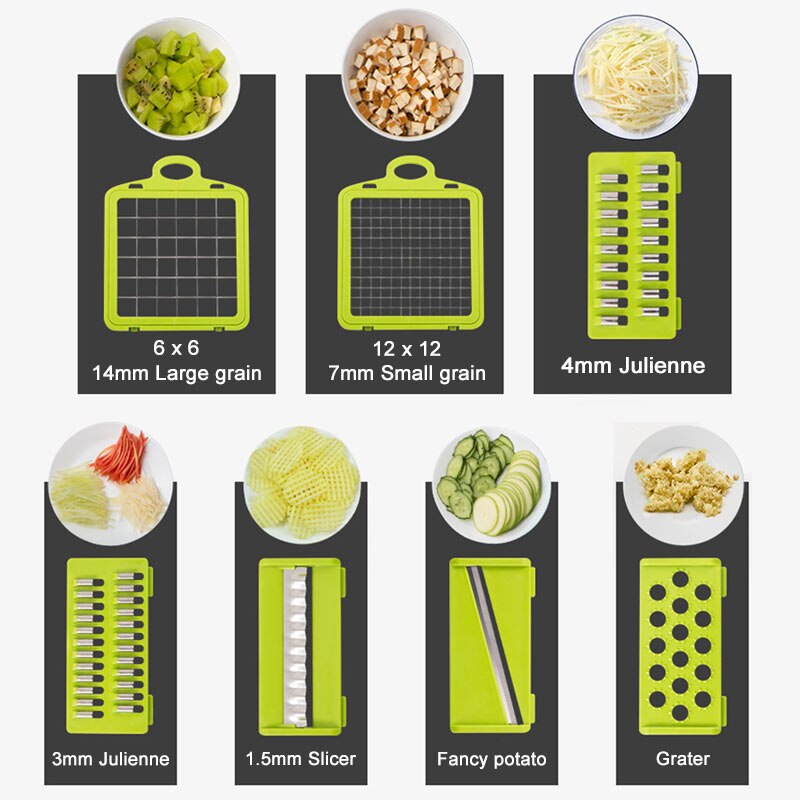 Multifunctionele Groentesnijder Fruit Slicer Rasp Shredders Afvoer Mand Snijmachines 8 In 1 Gadgets Keuken Accessoires