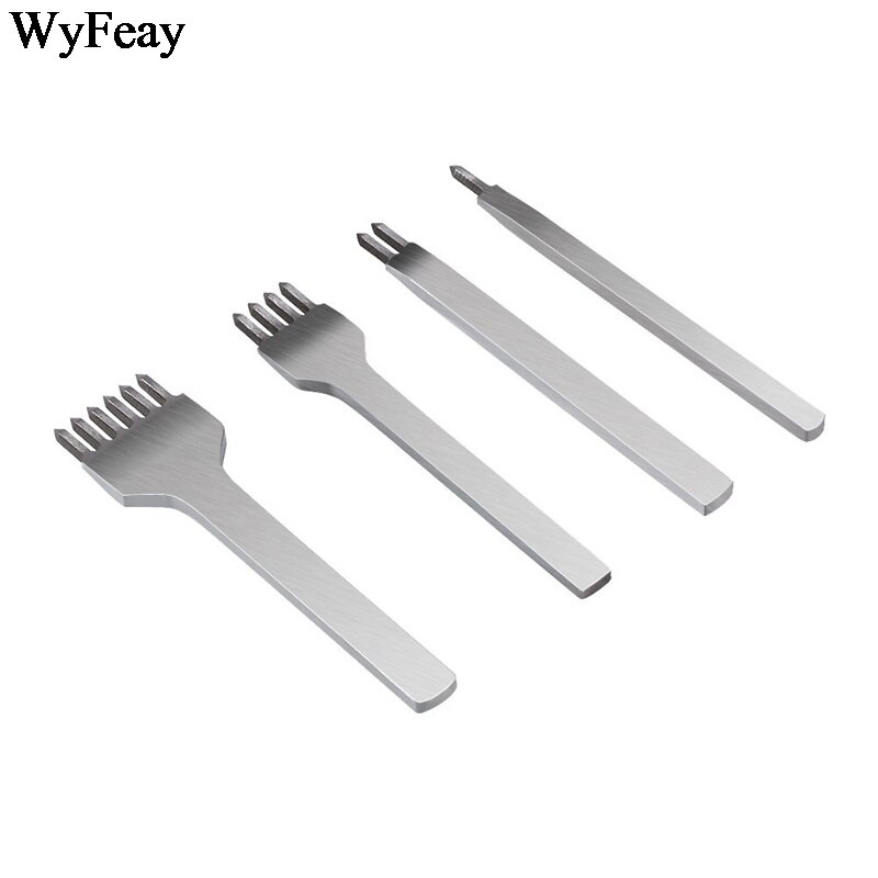 Juego de Herramientas de artesanía de cuero, punzones de agujeros, cinturón de costura cosido a mano, kit de punzón de Punta Hiratsuka de acero blanco, 4 unids/set