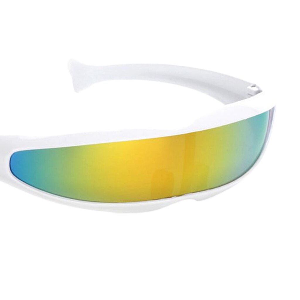 2 stk gul blå uv beskytte fremmede futuristiske briller smalle cyclops farve spejlet linse visir solbriller