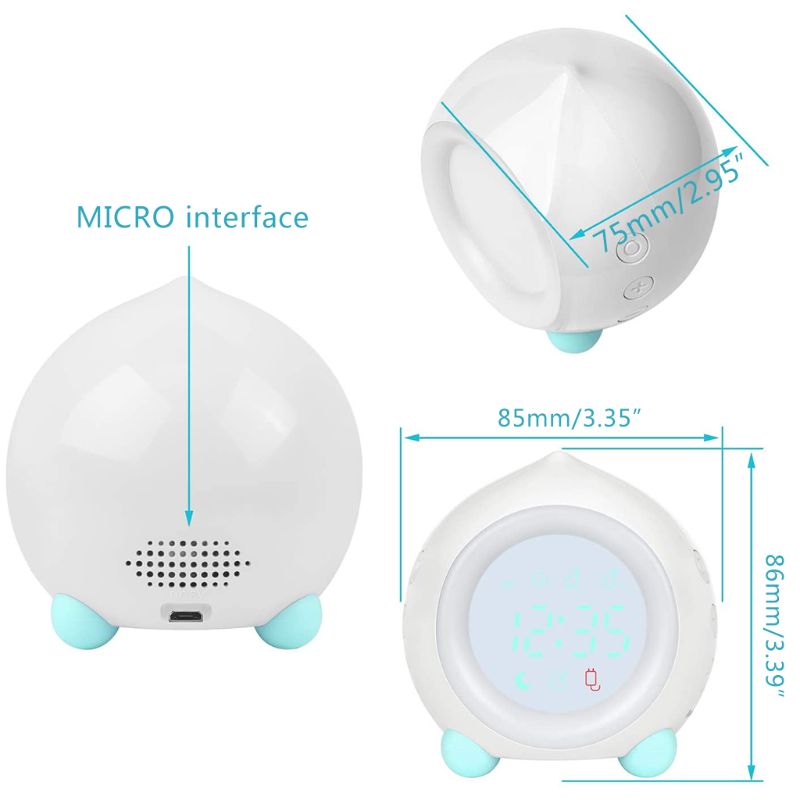 Reloj despertador Digital para niños, simulador de amanecer con lámpara de luz nocturna LED