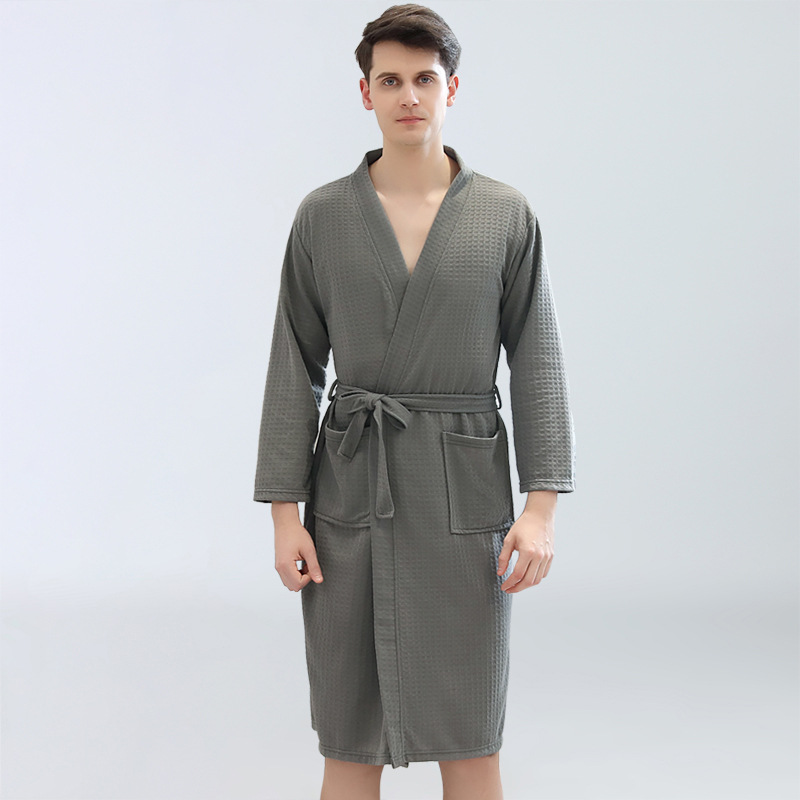 Peignoir pour hommes, Kimono, grande taille, pour demoiselle d&#39;honneur: grey  blue / XL180CM