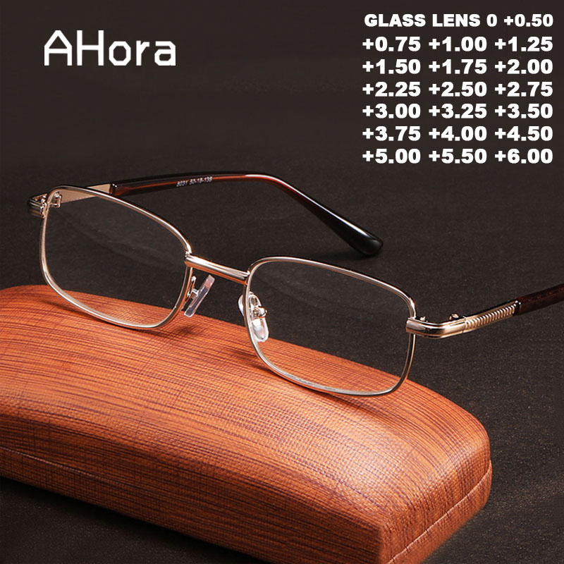 Metall Halb Rahmen Lesebrille Rahmen Männer Frauen Glas Objektiv Presbyopie Brillen + 0,5 + 0,75 + 1,25 + 1,75 + 2,25 + 2,75 + 4,5 + 5,5 + 6,0