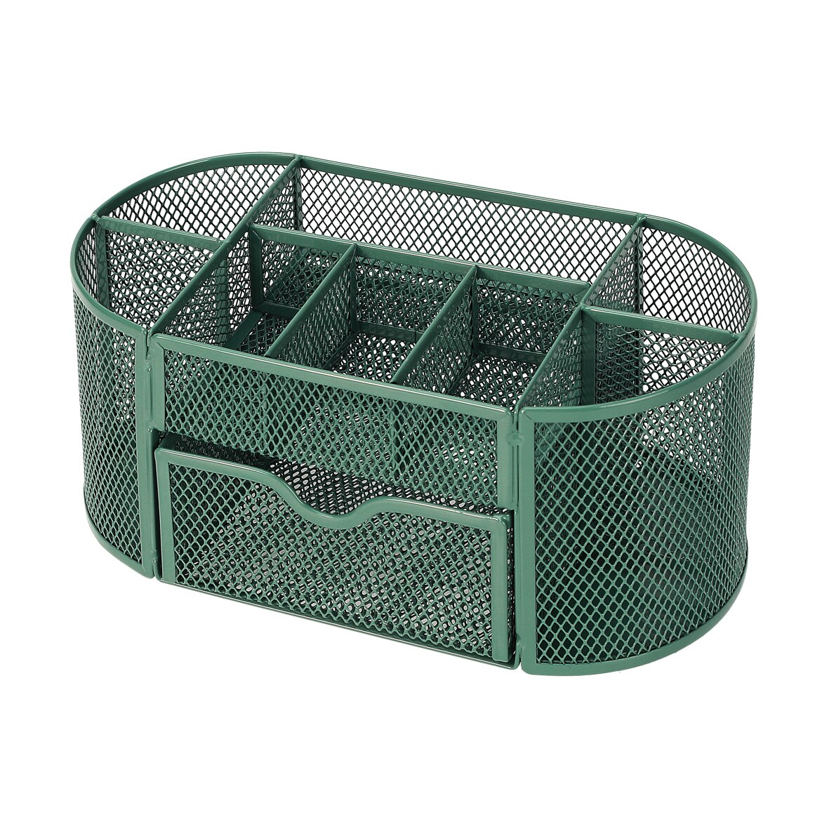 Mesh Wire Desk Organizer Office Storage Box for Stationery Accesorries Cosmetics Desktop Holder: Green