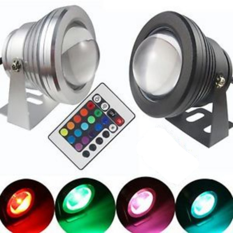 10w led utendørs lampe rgb/hvit/varm hvit undervanns led spot lys farge skiftende  ip67 flom lys for hage lys