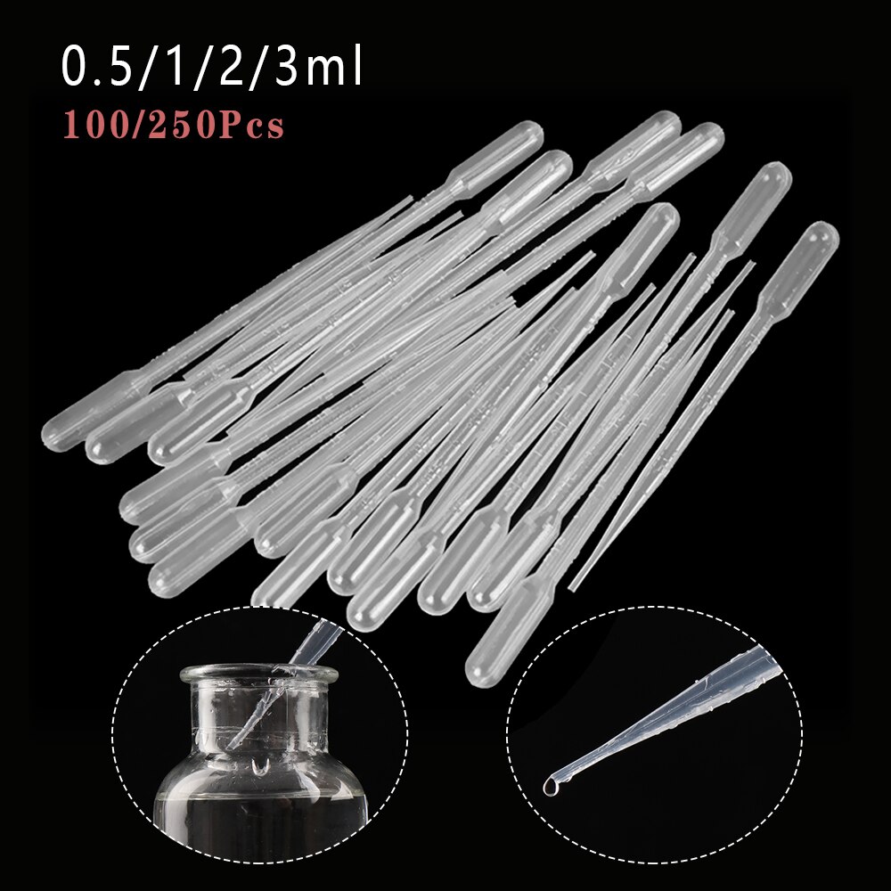 100/250 stk multifunktionelle engangs pipetter gennemsigtige pipetter overfører graduerede pipetter labforsyninger