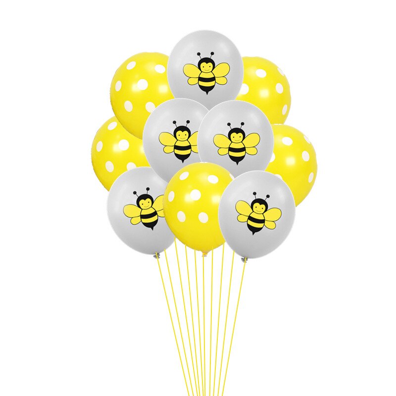 Cartoon Bee Dot Latex Balloon Suit Theme Studio Bedroom Decoration a Articles for Baby Birthday Celebration Parties Supplies: 10pcs A