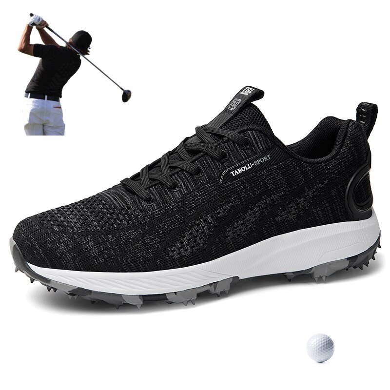 Men Golf Shoes Breathable Golf Training Sneakers for Men Lightweight Comfortable Golf Trainers Brand Sneakers: Black / 8.5