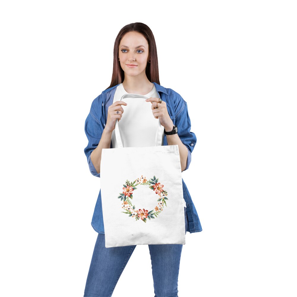 Bloemen Printing Boodschappentas Canvas Tote Bag Print Wit Schouder Bakken Voor Reizen Boodschappentassen Herbruikbare Eco Katoen Handtassen