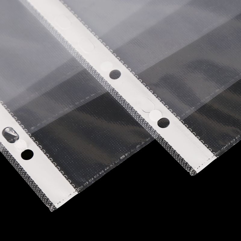 100pcs A4 Transparent Perforated File Storage Document Folder Case Bag Sleeves