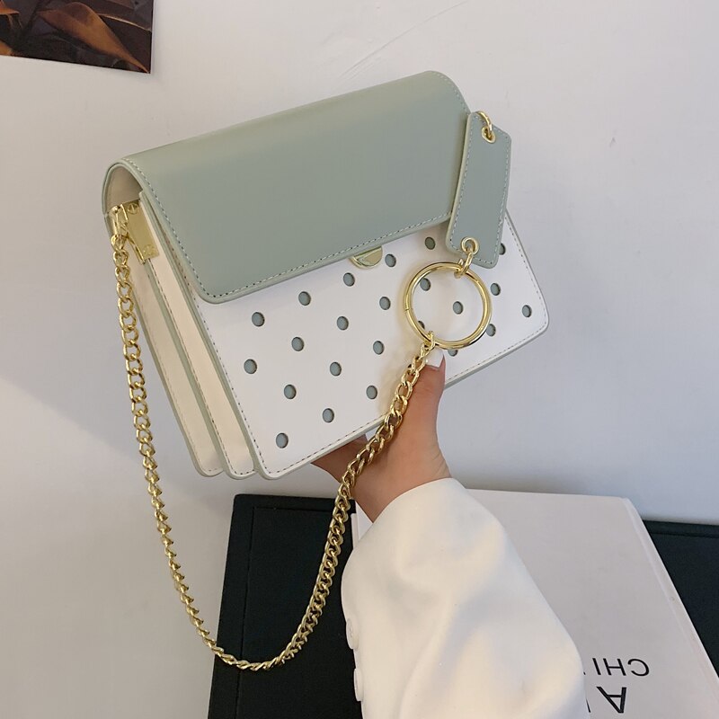 Kleine leder-umhängetaschen für damen, vintage-schultertasche mit kette, schlichte tasche, reisehandtasche und umhängetasche