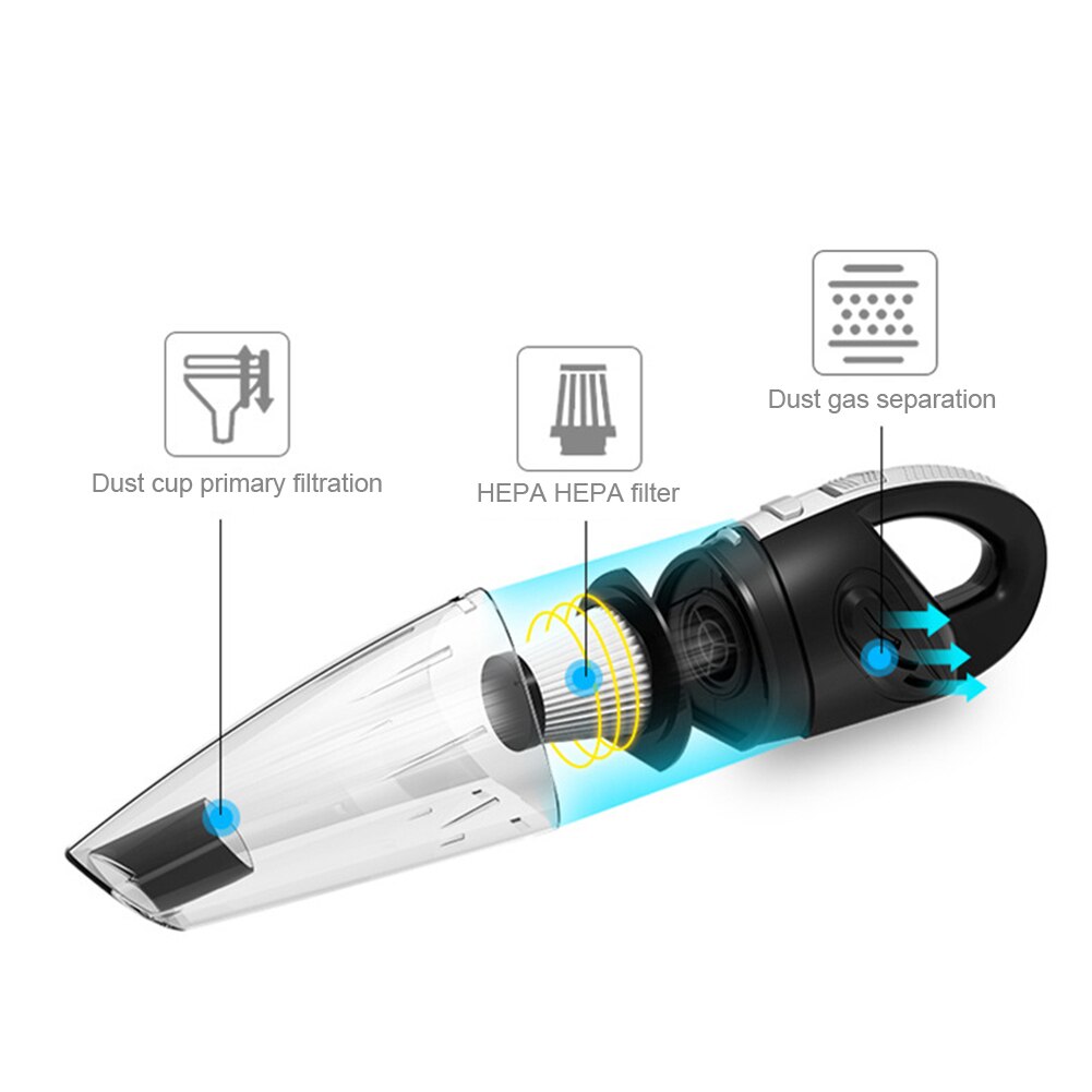 120W Portable Mini Car Vacuum Cleaner Electric Rechargeable House Auto Handheld Cordless Pet Hair Dust Cleaning Sucker 