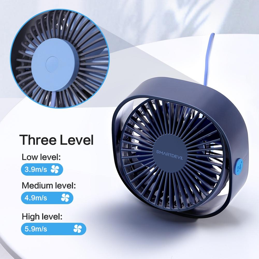 Mini ventilateur portatif personnel de refroidissement de vitesse des ventilateurs 3 de bureau d'usb de SmartDevil avec l'angle réglable de Rotation de 360 pour le ménage de bureau