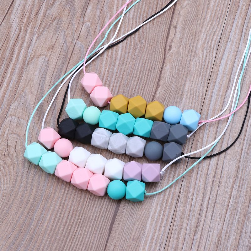 Collar dentición bebé de seguridad cuentas de silicona enfermería collar masticable mordedor para madre y bebé libre de BPA