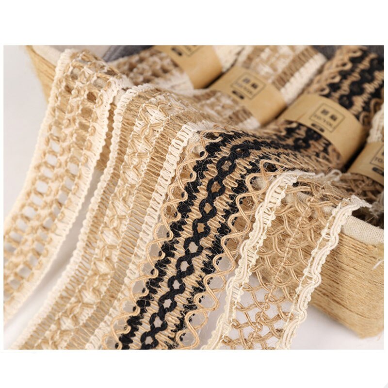 Cinta tejida de Yute Natural para envolver de boda, cinta de arpillera de cáñamo, manualidades DIY, suministros para fiestas, decoración del Festival, 2 metros por rollo