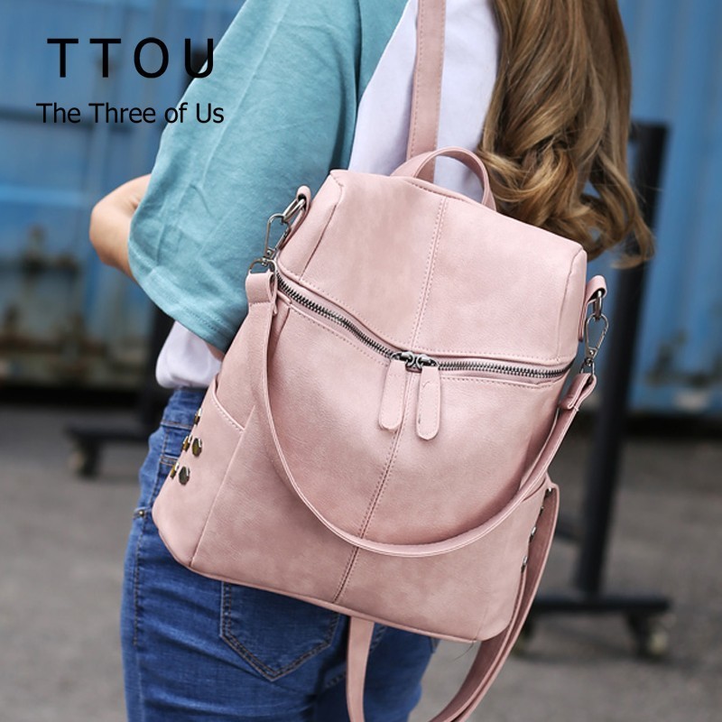 TTOU femmes sac à dos en cuir sacs d'école pour adolescent filles grand sac à dos scolaire Vintage solide sacs à bandoulière