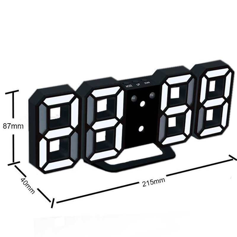 Hem vardagsrum dekoration 3d led väggklocka modern digital bordsklocka alarm nattljus klocka