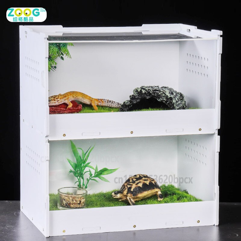 Acrylic Reptile Terrarium Spider Lizard Double-layer Incubator Tortoise Hermit Crab Tank Moisture-proof Crawling Pet Box