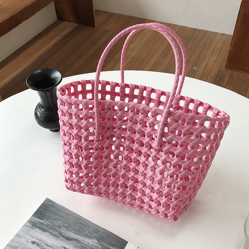 Sommer Tasche Frauen Neue Hand Gewebt Bote Tasche Hand Einzigen Schulter Tasche Hohl Gemüse Korb lässig Reise Strand tasche: 8