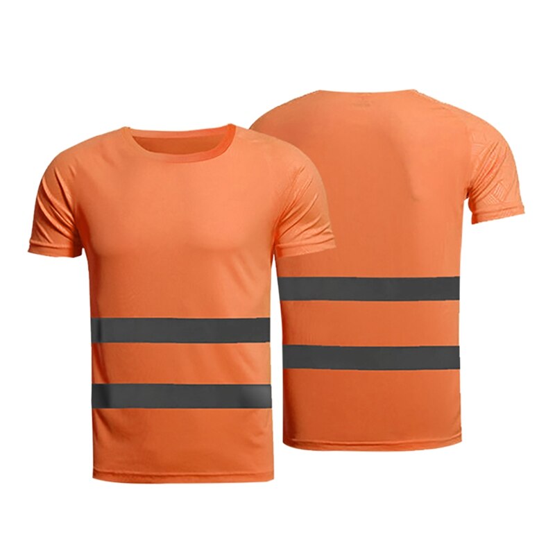 Ropa de trabajo de verano para hombre y mujer, camiseta transpirable de seguridad de alta visibilidad, color amarillo y naranja: L / O