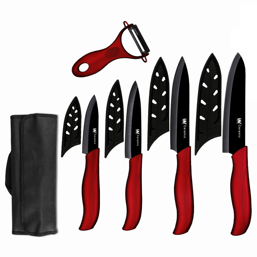 XYj 3'' 4'' 5'' 6'' INCH Ceramic Knife Kitchen Chef Set Fruit Ceramic Peeler With Knife Storage Carrying Bag Case Accessory: A 6pcs set