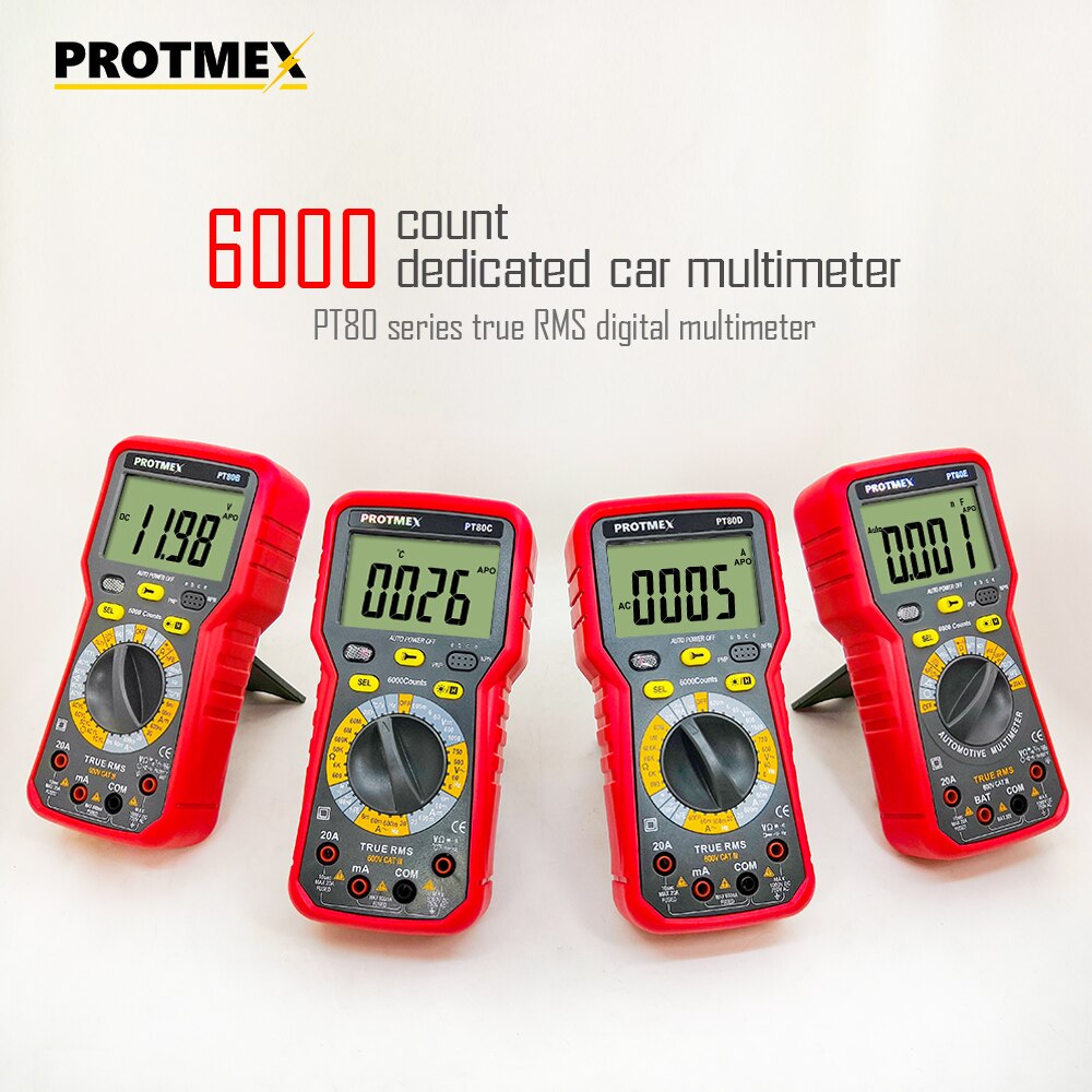 PROTMEX 6000 counts Display TRMS Autoranging Automotive Car Motor Multimeter Frequency Capacitance
