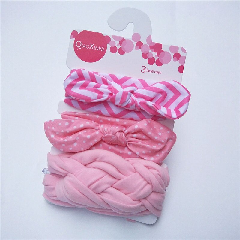impostato 3 Accessori Capelli Bambina - fascia turbante Orecchie Coniglio Fiocco - Cotone Floreale Elastico: R4T