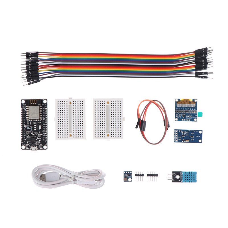 Esp8266 kit estação meteorológica com temperatura e umidade sensor de luz pressão atmosfera 0.96 display para arduino ide iot starter