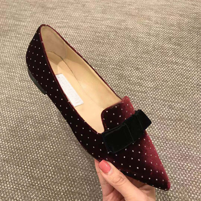 Kmeioo Polka Dot Boat Shoes Women Autumn Spring Flats Slip On Loafers Butterfly-knot Loafers Career Office Shoes Flat