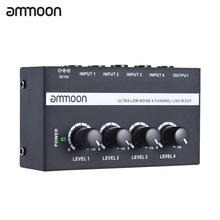 Ammoon MX400 Ultra-compacte Low Noise 4 Kanalen Lijn Mono Audio Mixer met Power Adapter