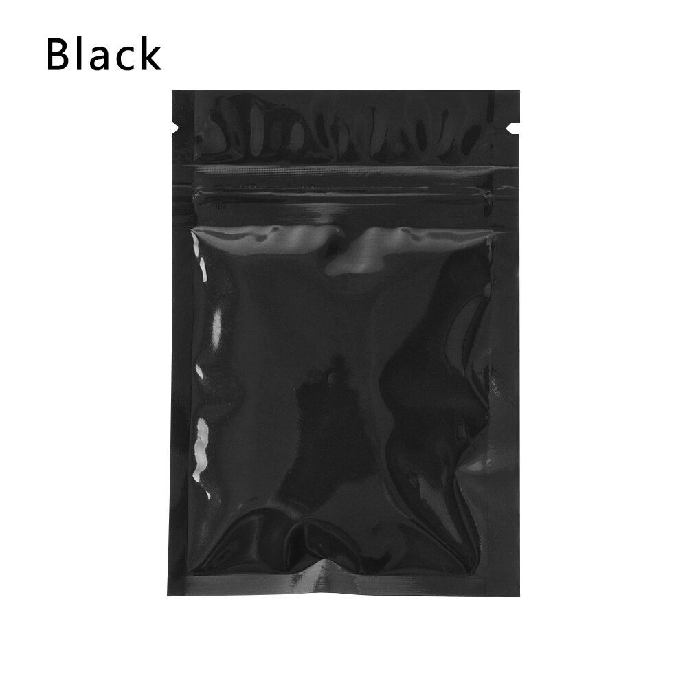 20 Stks/pak Zelfdichtende Voedsel Opslag Zakken Aluminiumfolie Vacuüm Pakket Recyclebaar Ziplcok Tas Keuken Organisatie: black