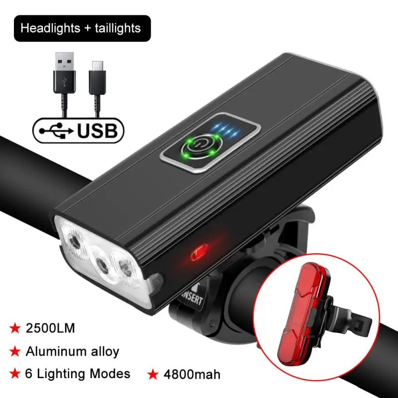 Linterna de ciclismo para bicicleta, luces para bicicleta, luz LED frontal y trasera recargable, iluminación para bicicleta de montaña: YELLOW