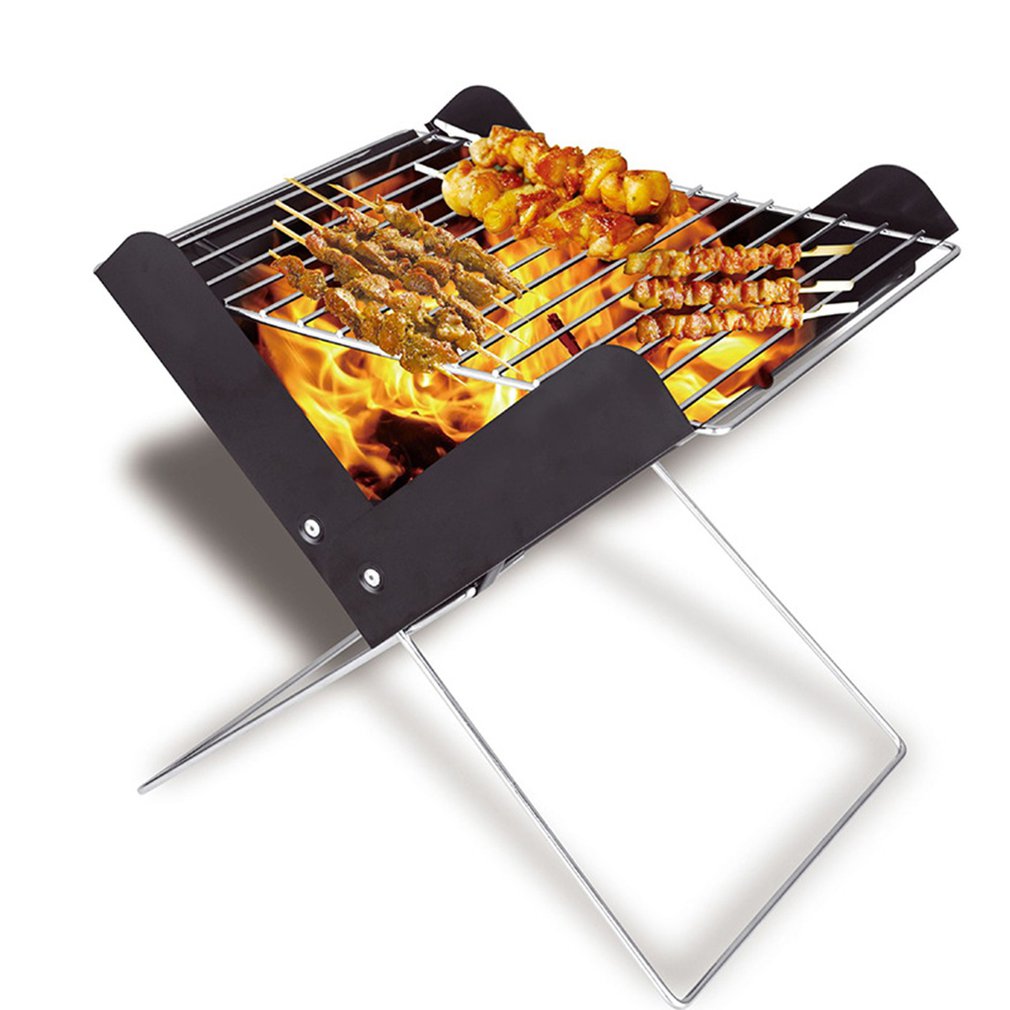 Barbecue à charbon de bois pliable, poêle en forme de X, en acier inoxydable, pour Camping en plein air, pique-nique, accessoires, outils