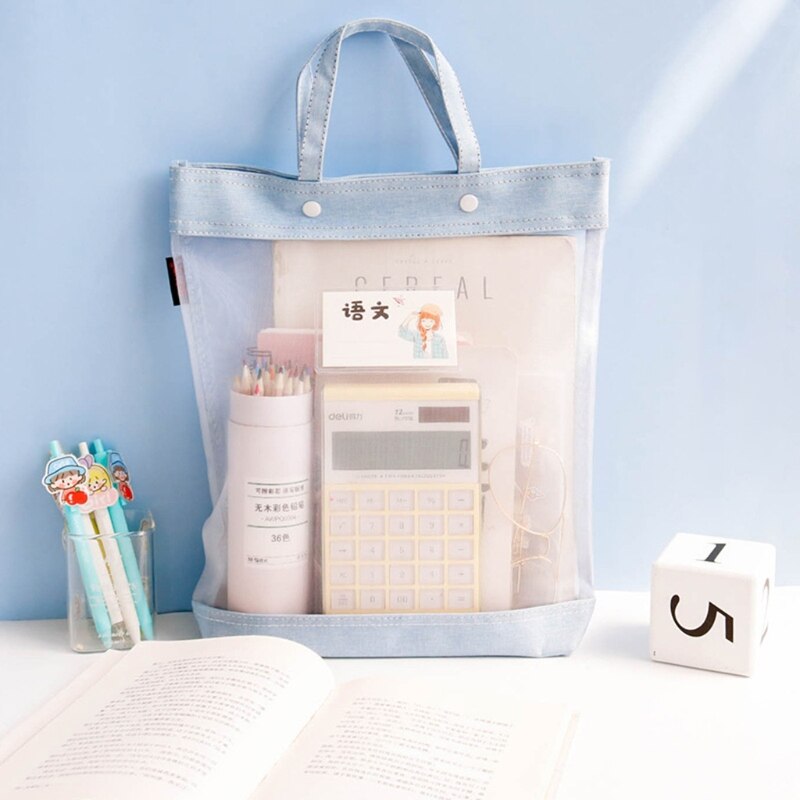 Transparent portatif En Nylon École Fourre-Tout Document Porte-Fichiers Étudiant Classification Idéologique Snap Sac De Rangement