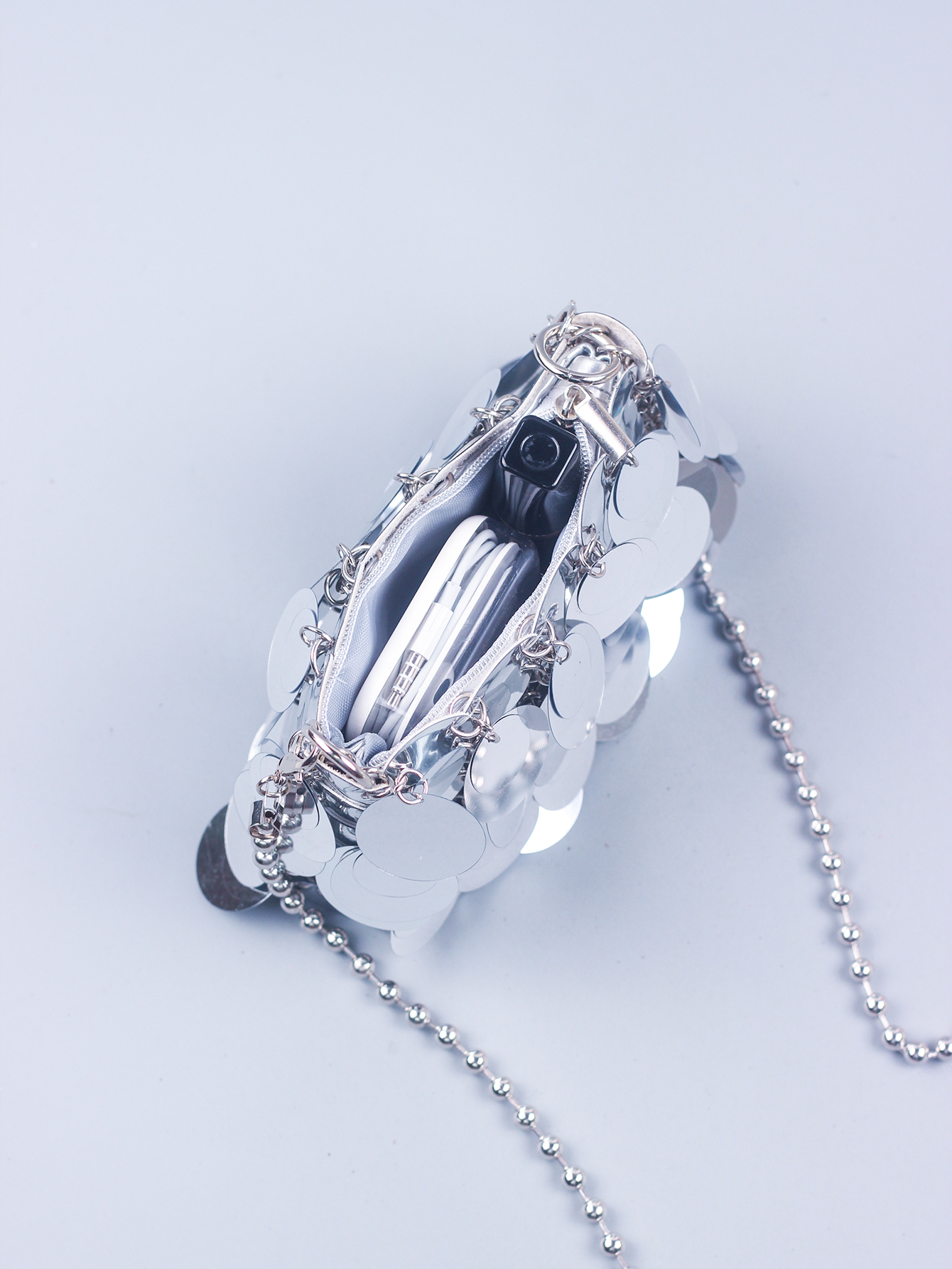 Tas 2023 Nieuw Netwerk Rood Dezelfde Stijl Damestas Mobiele Telefoon Tas Keten Glanzende Slice Bling Eén Schouder Crossbody Tas Kleine Tas