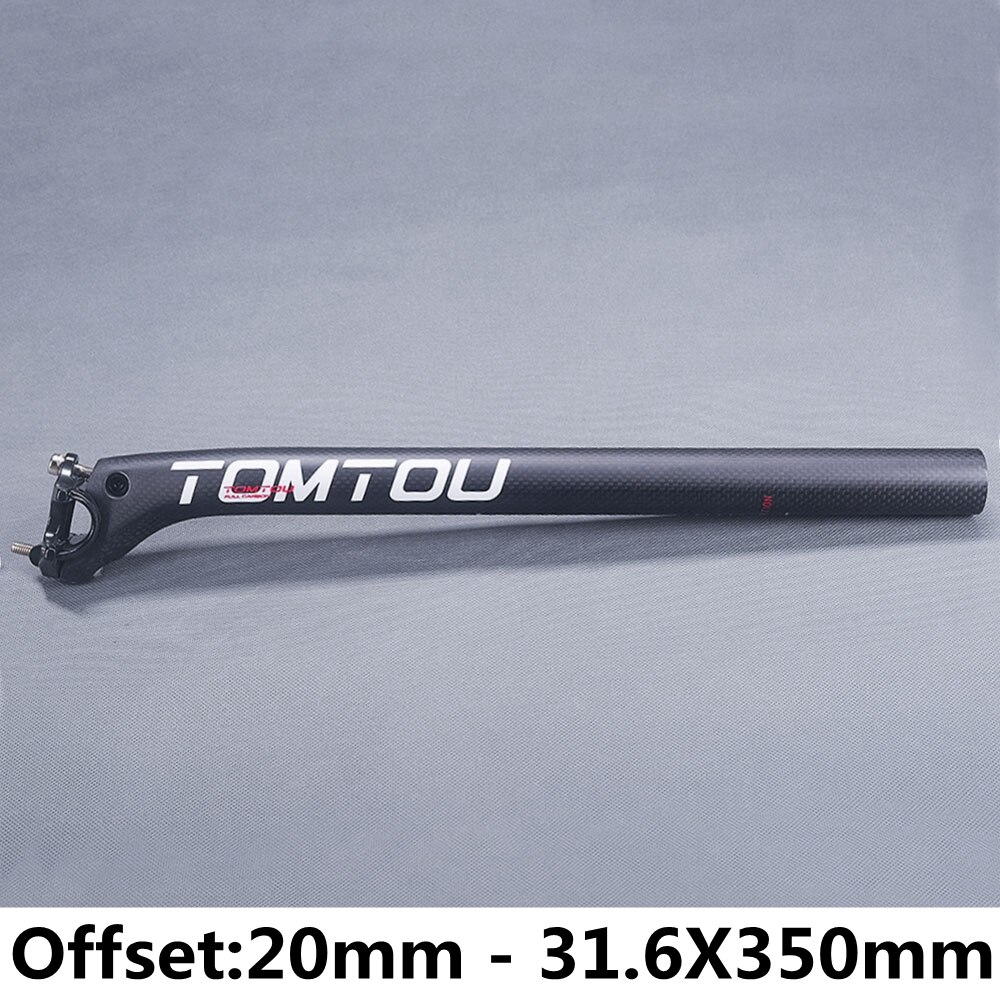 Tomtou carbonvezel fietszadelpen fietsonderdelen 3k mat wit offset 0mm 5mm 20mm diameter 27.2mm 30.8mm 31.6mm: 20mm 31.6 x 350mm
