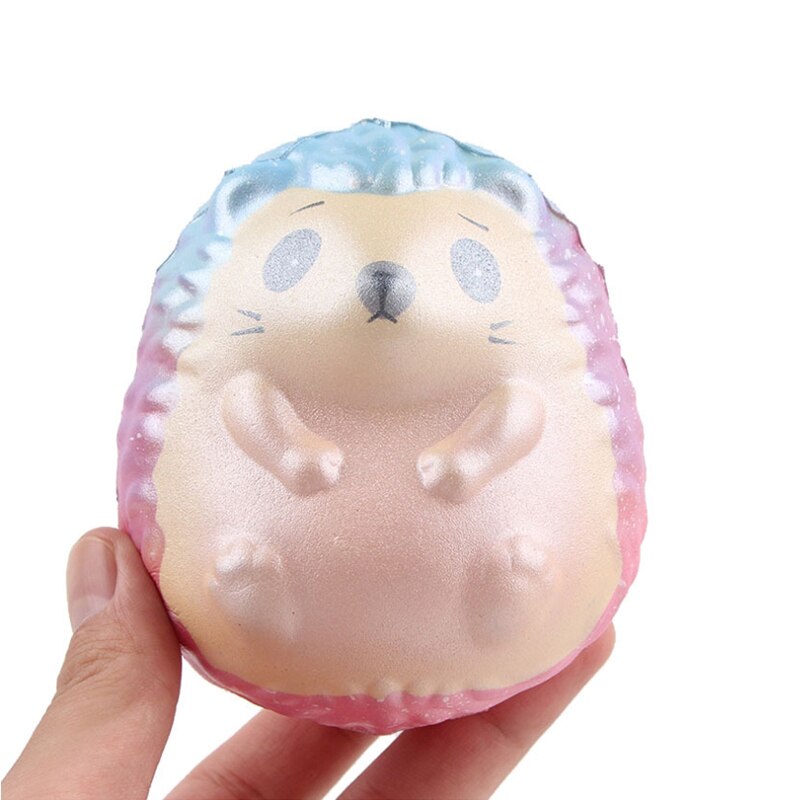 Jumbo Colorful Galaxy Hedgehog Squishy Cartoon Doll Slow Rising Soft Squeeze Toy Bread Cake Scented Fun for Kid Xmas 9*10CM